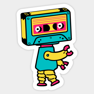 Cassette Bot The Retro Cassette Tape Robot Sticker